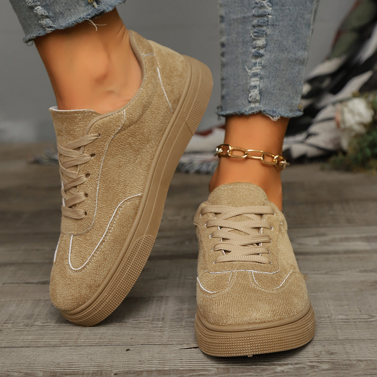 Zapatos casuales de mujer con punta redonda, elegantes, tipo estudiante y con cordones