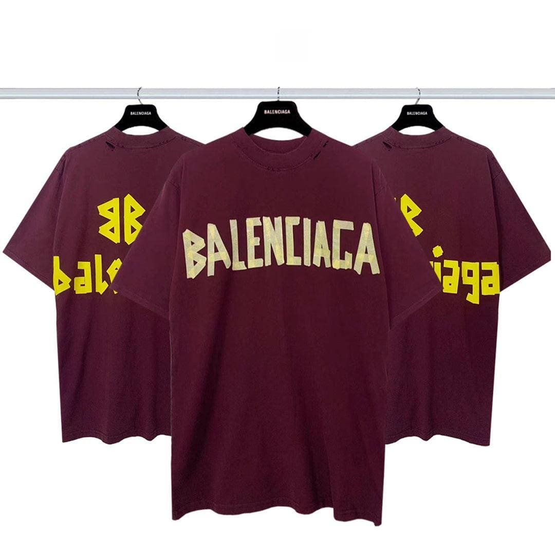 Balenciaga Dark Red T-Shirt Without Collar
