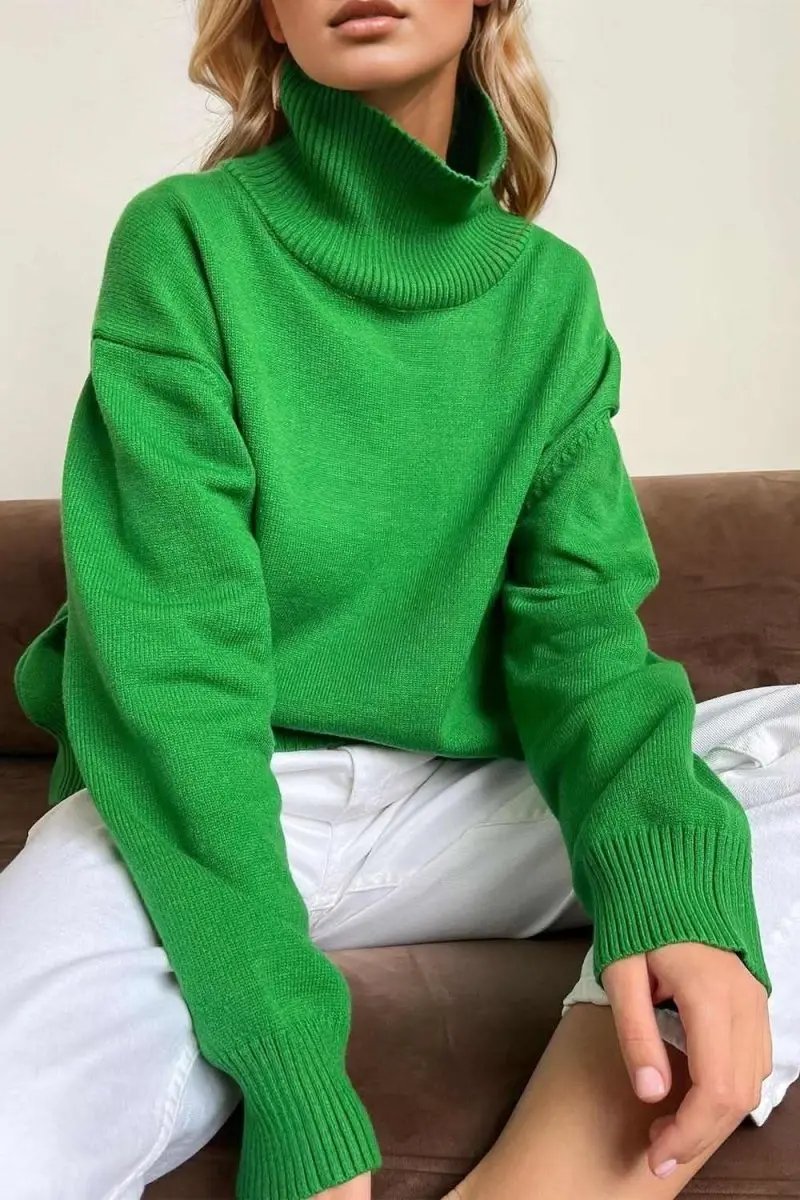 Sweaters Trendsi Basic Bae Turtleneck Dropped Shoulder Long Sleeve