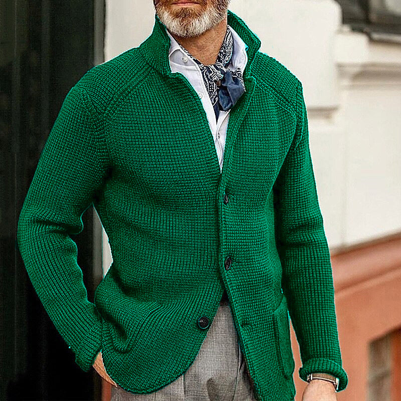 Amazon New Autumn And Winter Men's Lapel Knitted Cardigan Cross-border Coat Sweater Jacket Single-breasted Thick Sweater