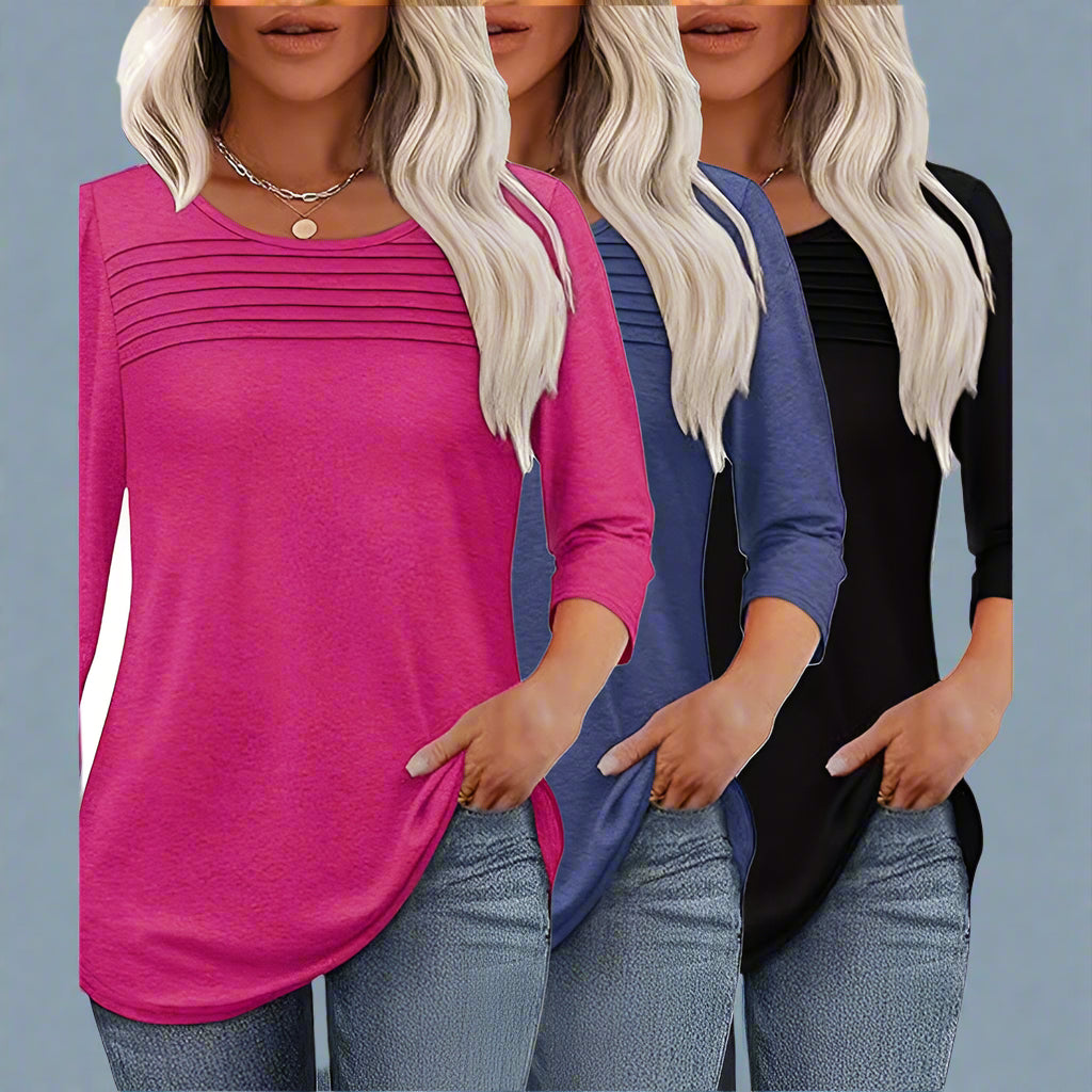 Blusas túnica de mujer con manga 3/4, paquete de 3