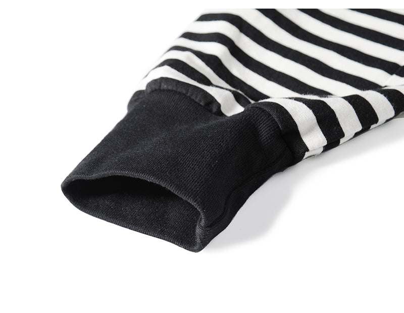 Oversized Striped T-Shirt with Ribbed Collar
