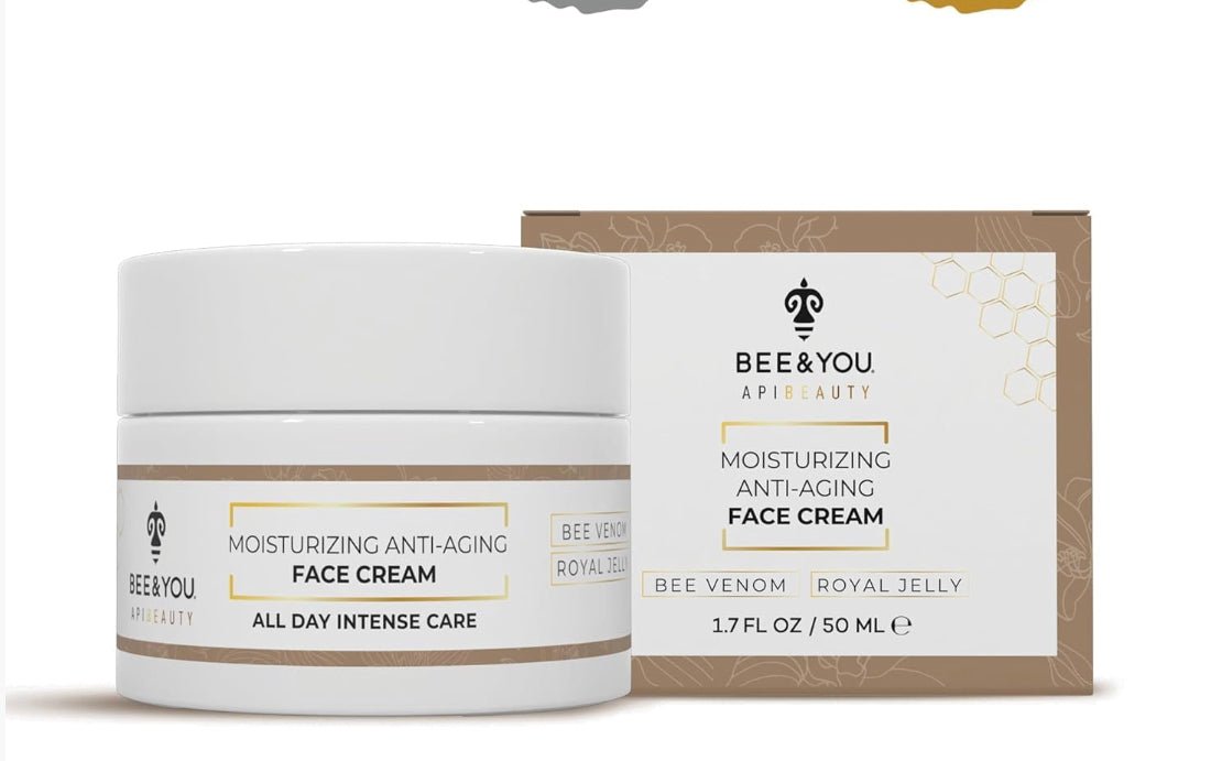Bee & You Anti-Aging Natural Face Cream, Deep Wrinkle Treatment with Royal Jelly, Bee Venom & Shea Butter, 1.7 fl oz
