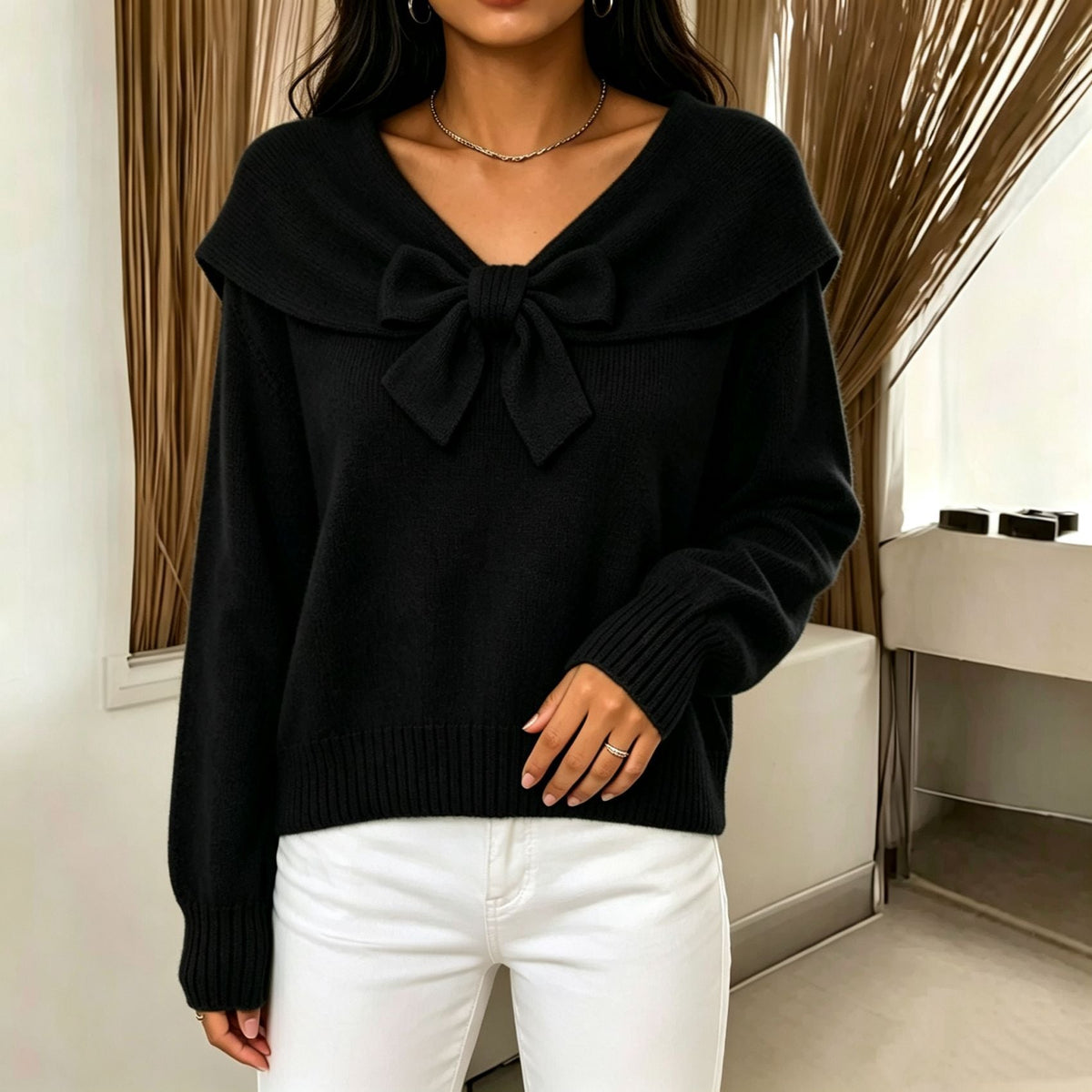 Knitted Bow-Knot Sweater For Women