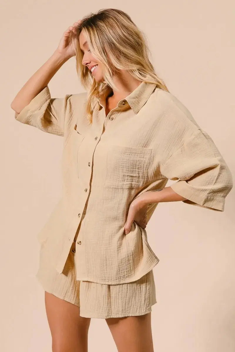 Loungewear Set - Lightweight Crinkle Gauze - Two Piece