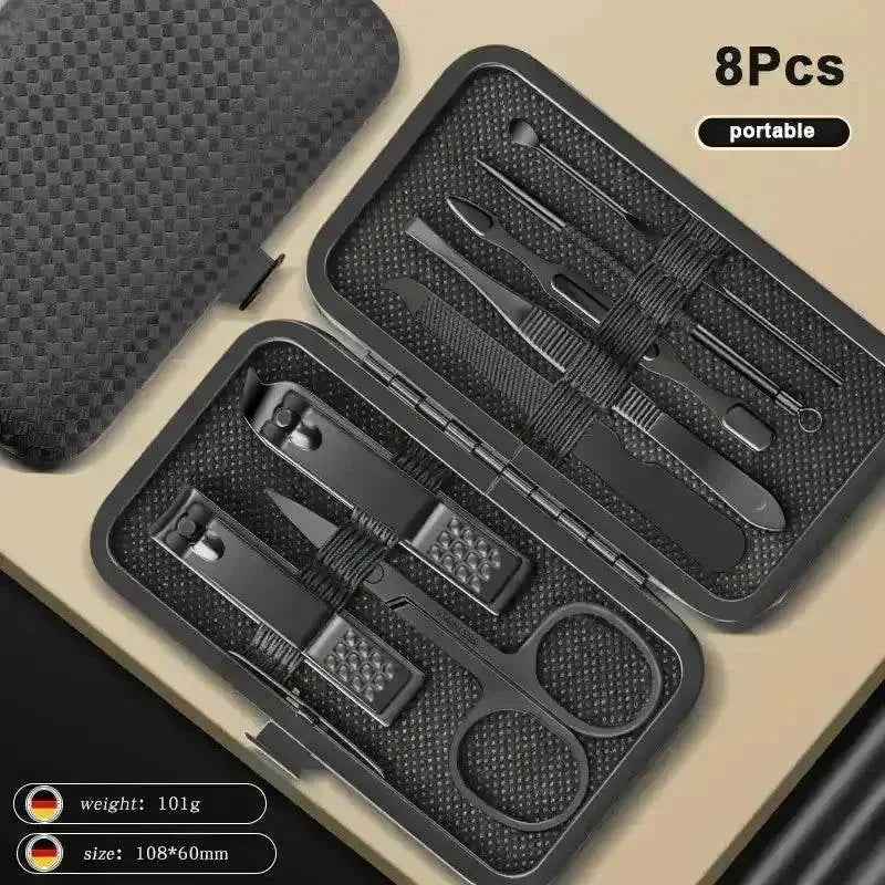 Estuche para juego de cortauñas de manicura negro