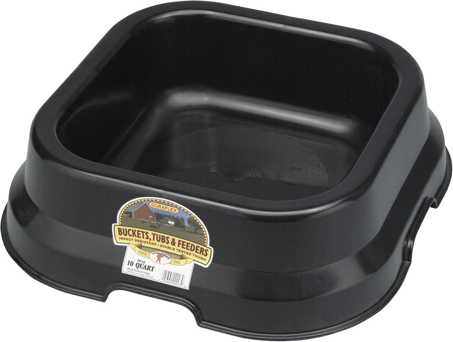 Bandeja de alimentación de plástico negro, 10 qt