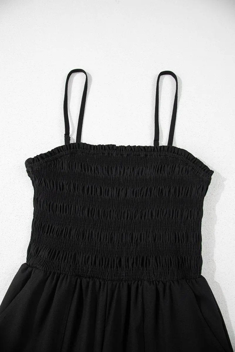 Accessories Love Salve Black Jumpsuit Women's Daily Wear Wide Leg Cotton Linen Casual Style with Pockets
