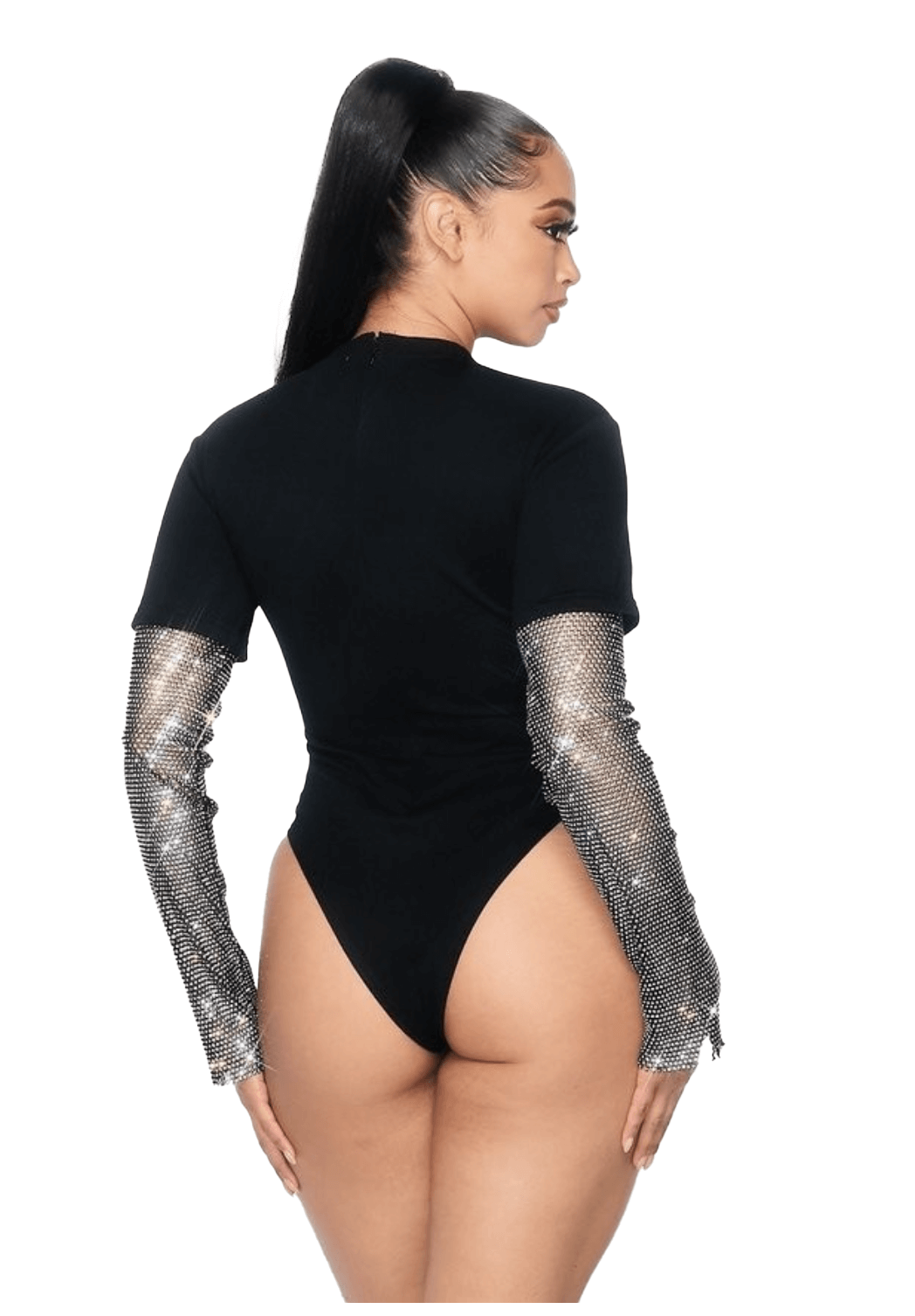 Body con manga de pedrería