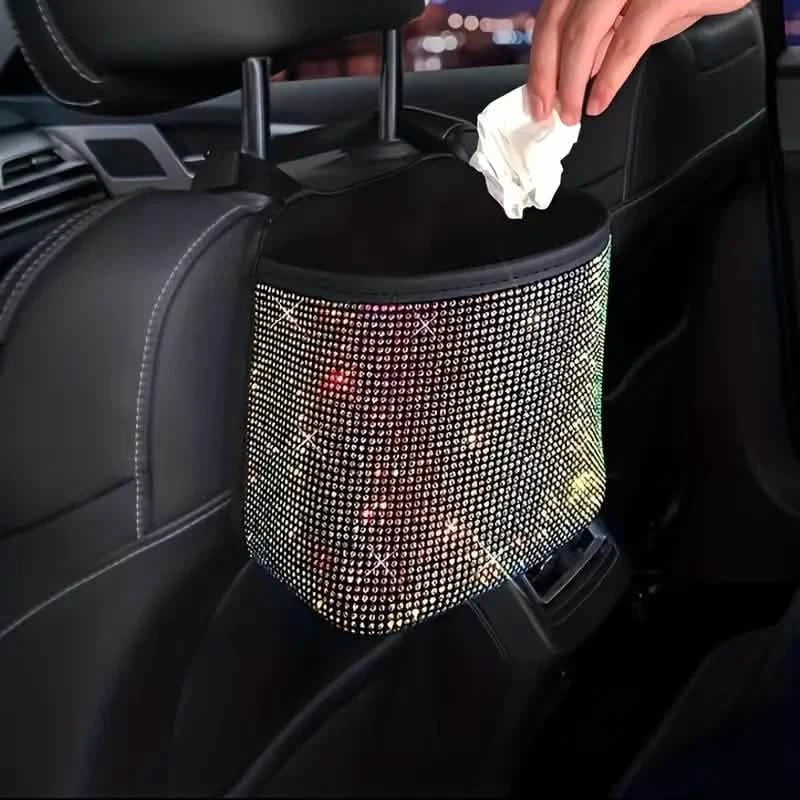 Bling Rhinestones Car Trash Can