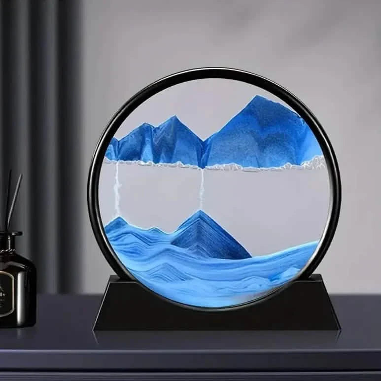 Blue Quicksand Art Glass Ornament - 3D Moving Sand Painting