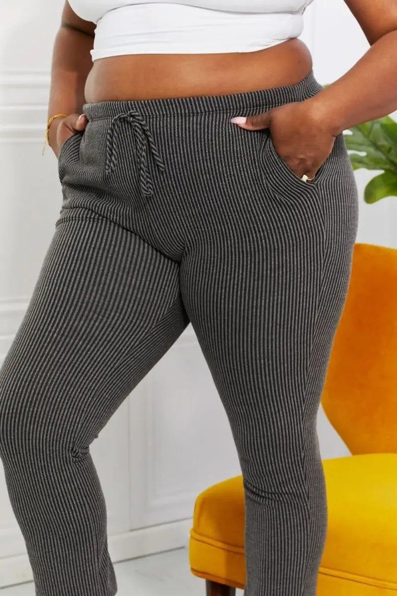 Lovesalve WS Ribbed Joggers Women's Loungewear Casual Full Size Easy Living Pants