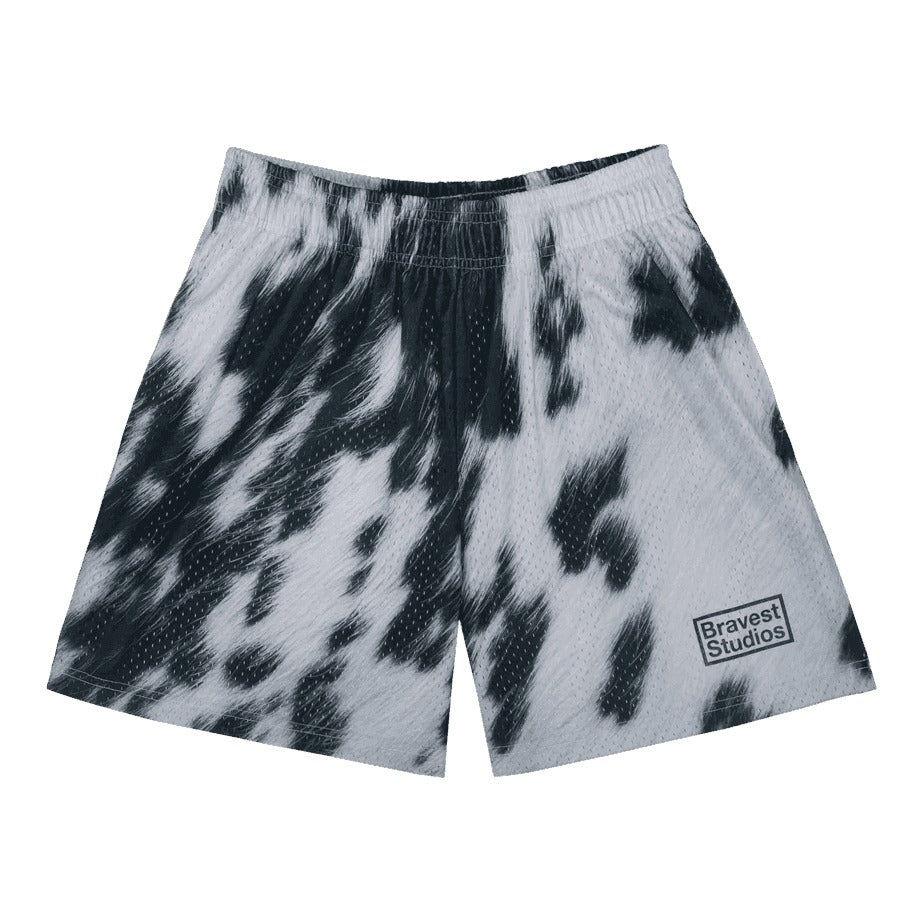 Bravest Studios Cow Print Shorts Black