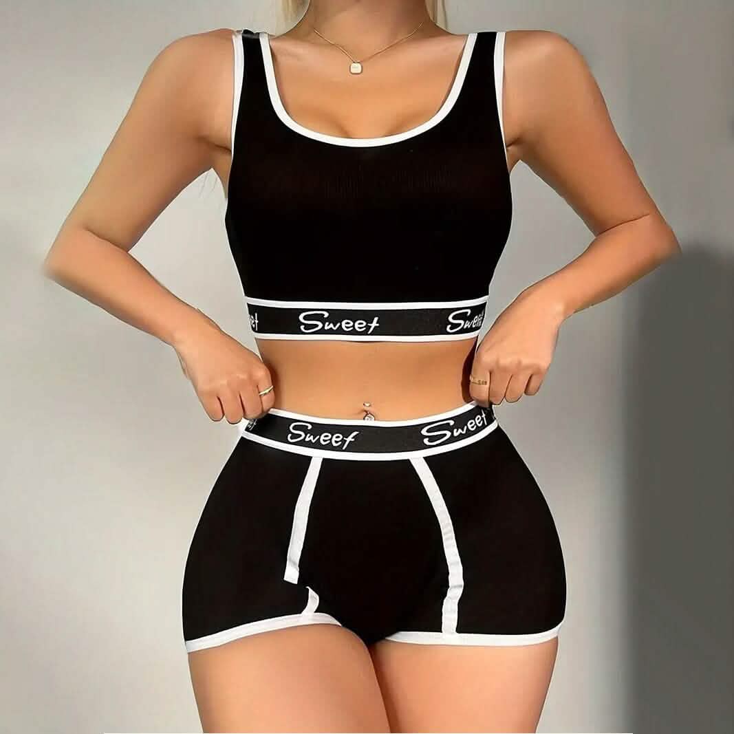 Breathable Solid Sports Push Up Bra and Panties Lingerie Set