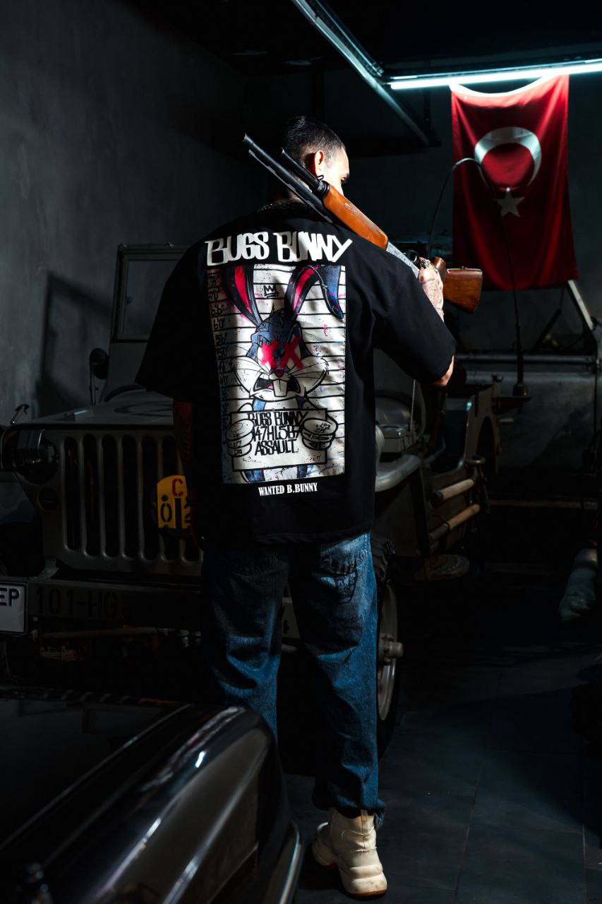 Camiseta extragrande con gráfico de "Bugs Bunny" para hombre - Camiseta Looney Tunes estilo urbano