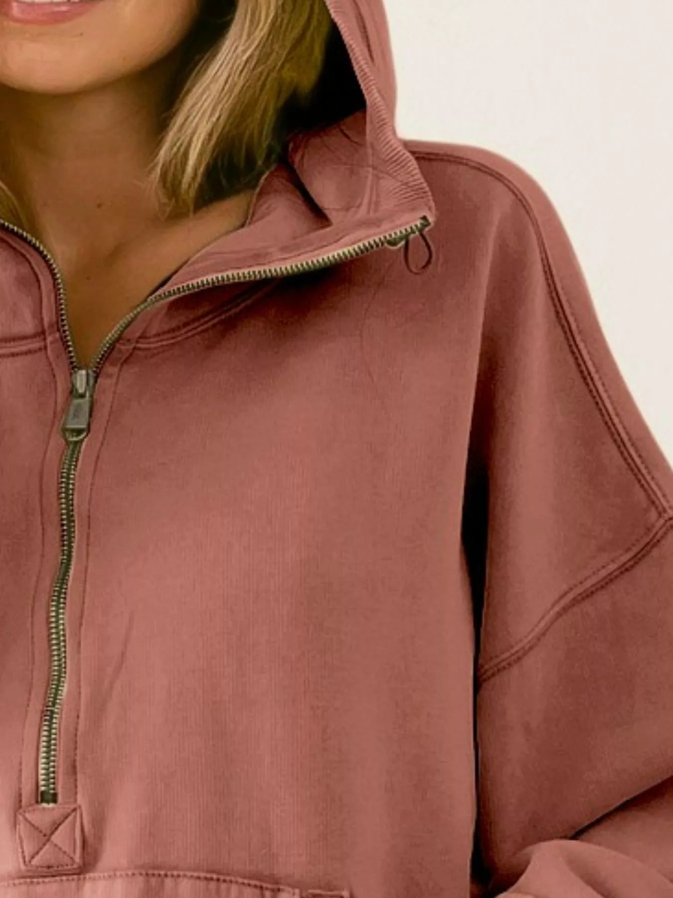 Sudadera polar con media cremallera y dobladillo elástico detallado BiBi Stitch