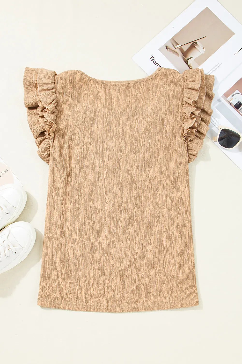 Women's Blouse - Ruffled Sleeve Textured - Southern Belle Style