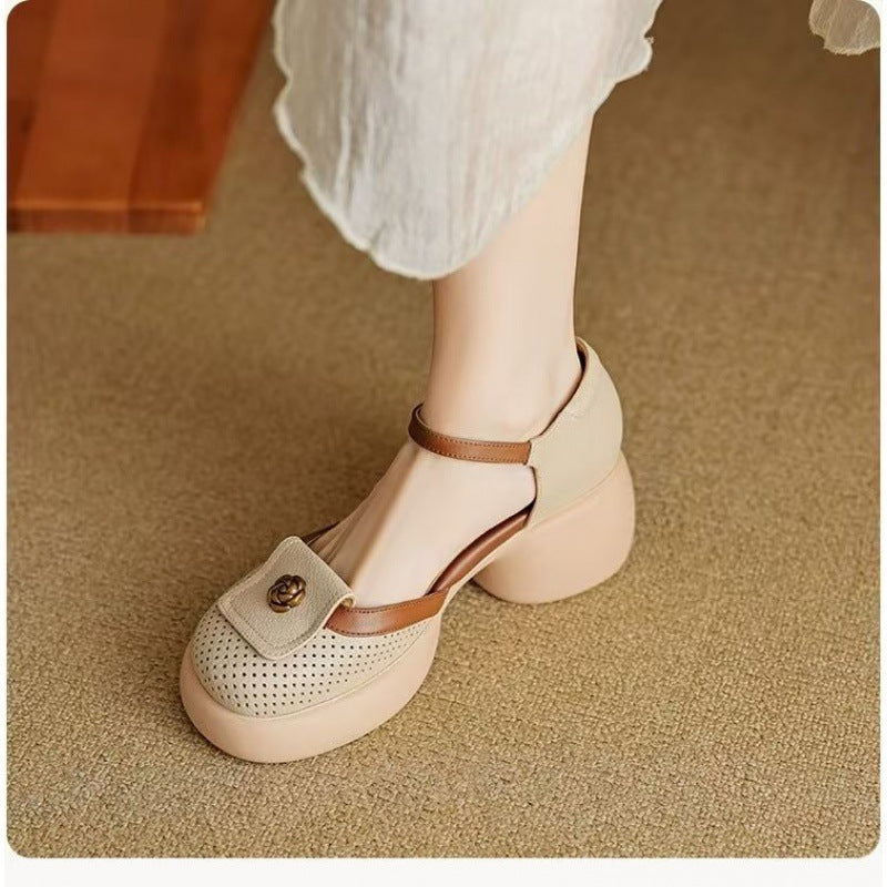 Women's Waterproof Closed-Toe High-Heel Sandals