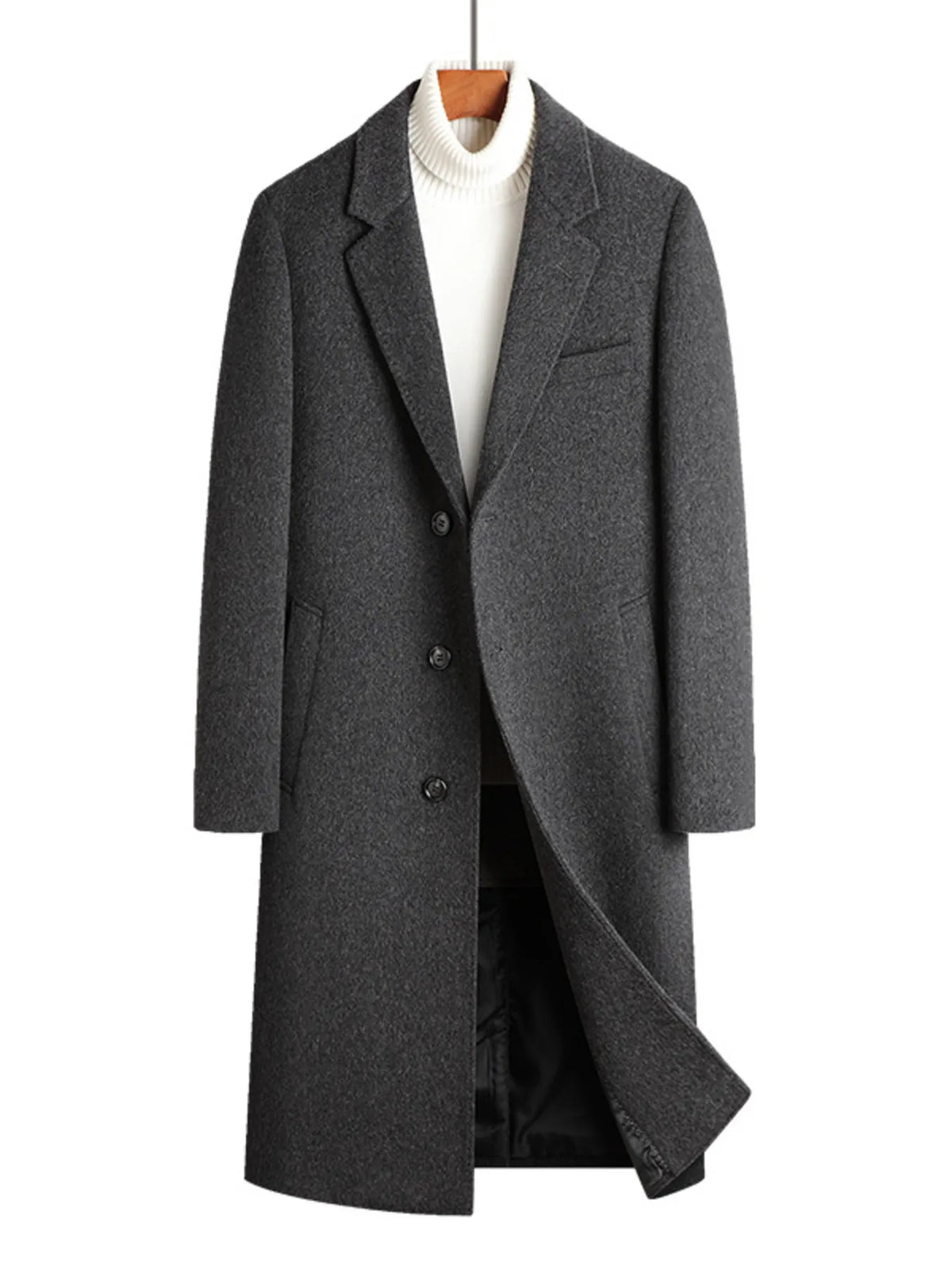 Men's Classic Button Up Longline Overcoat
