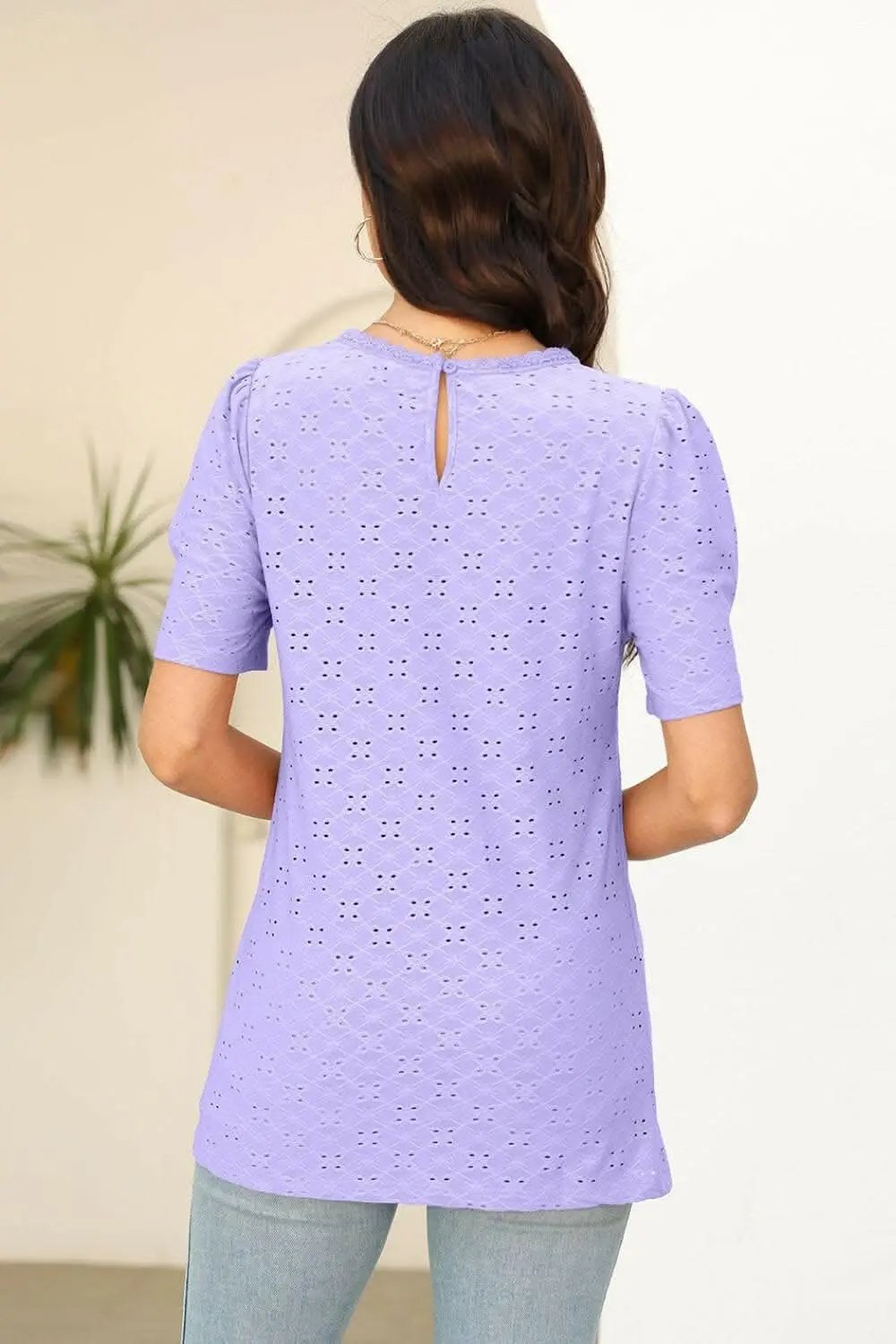 T-Shirts Trendsi just arrived - Elegant Eyelet T-Shirt - Comfort & Style