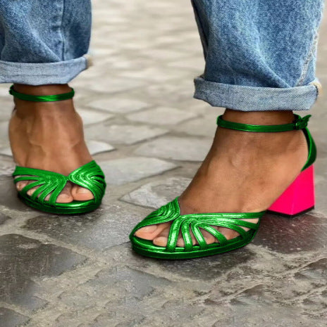 Women's High-Heel Fashion Peep Toe Buckle Sandals