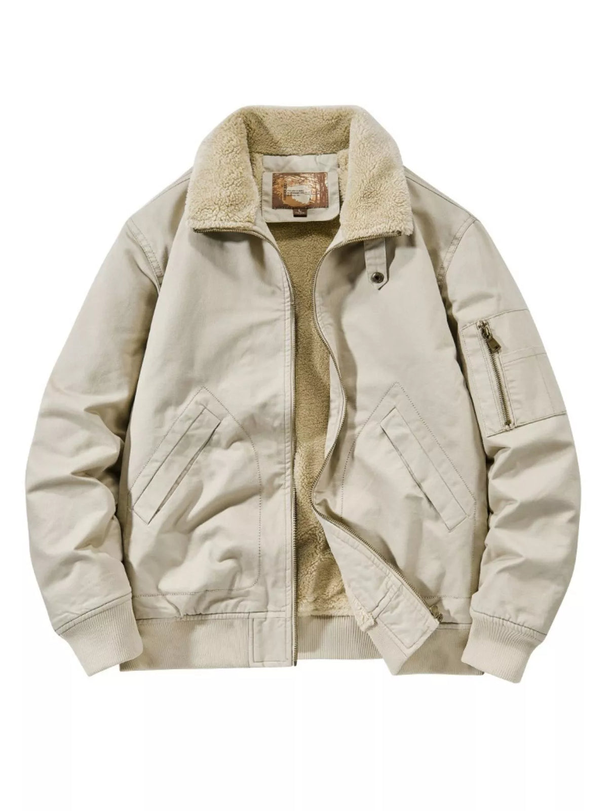Men's Plus Size Zip Up Sherpa Lined Jacket