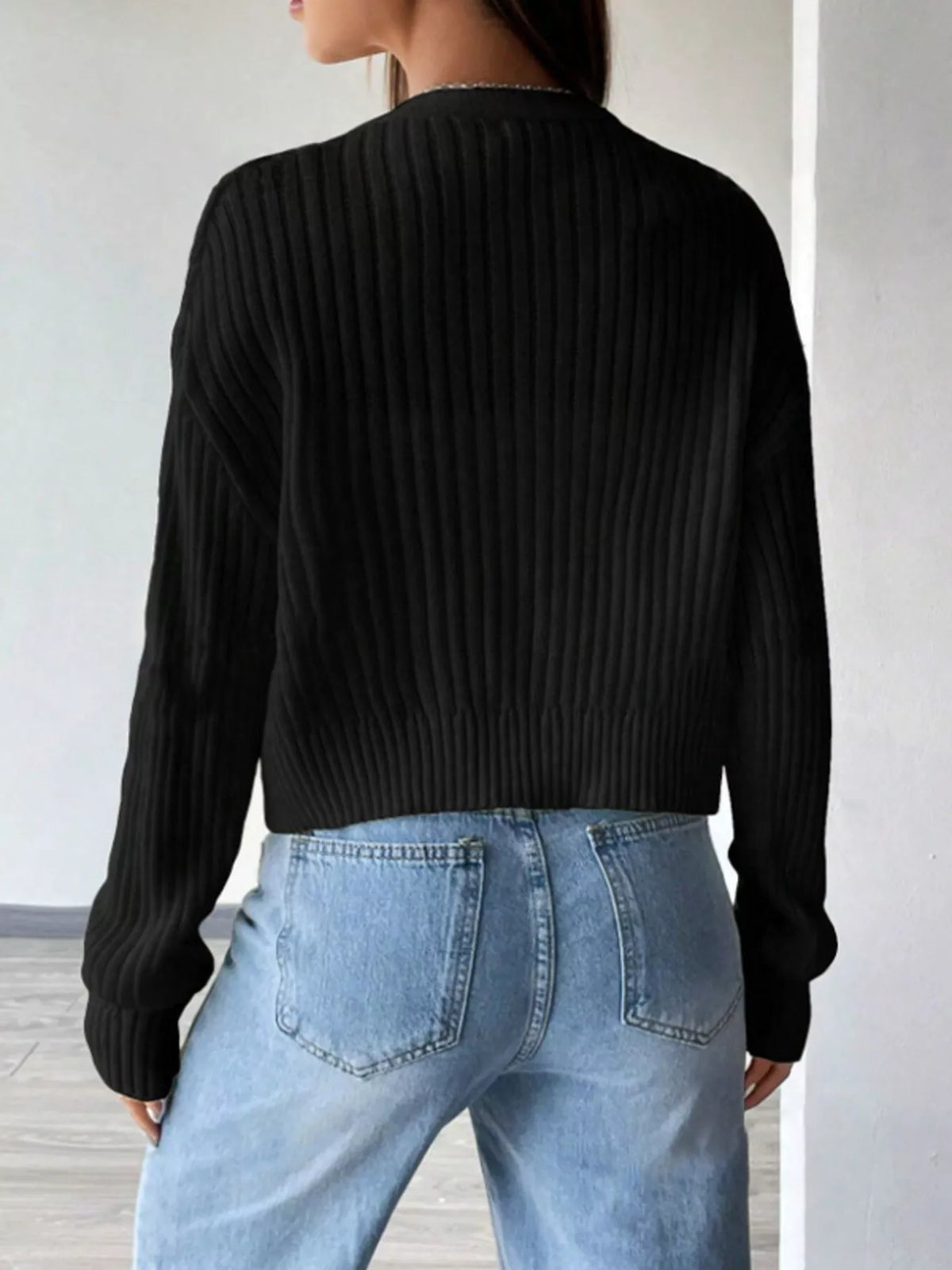 V-Neck Button-Up Cardigan