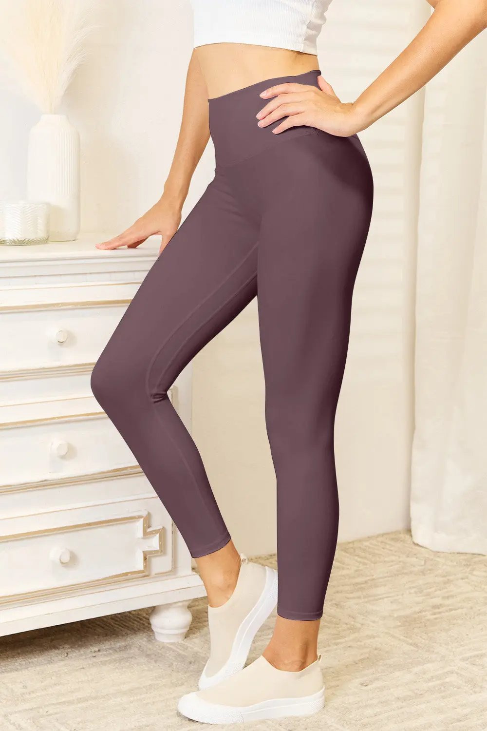 T-Shirts Trendsi Wide Waistband Leggings Women's Activewear Comfort & USA Shipped