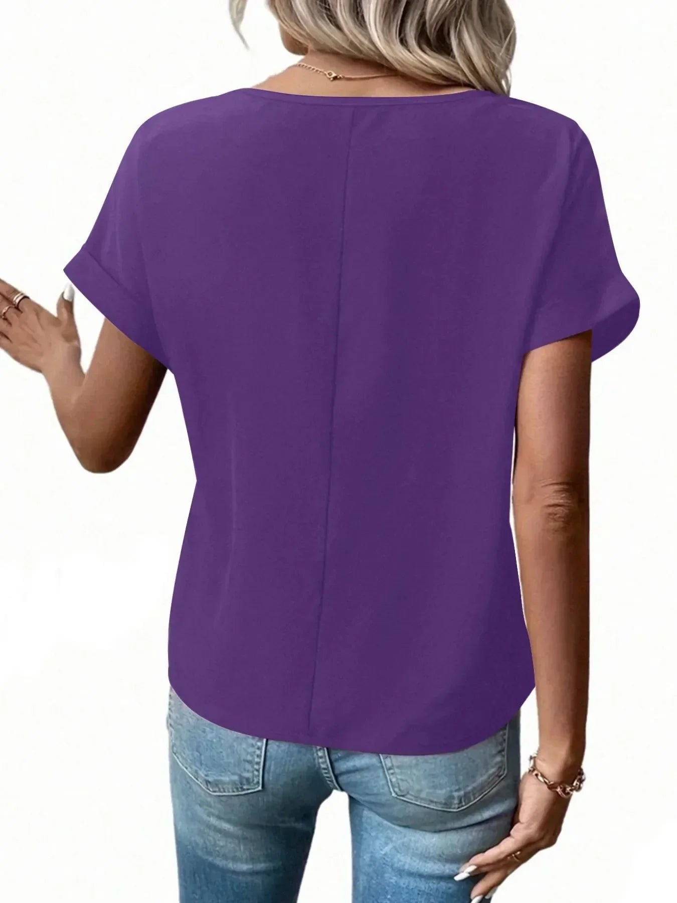 Casual Zipper Front Short Sleeve Blouse