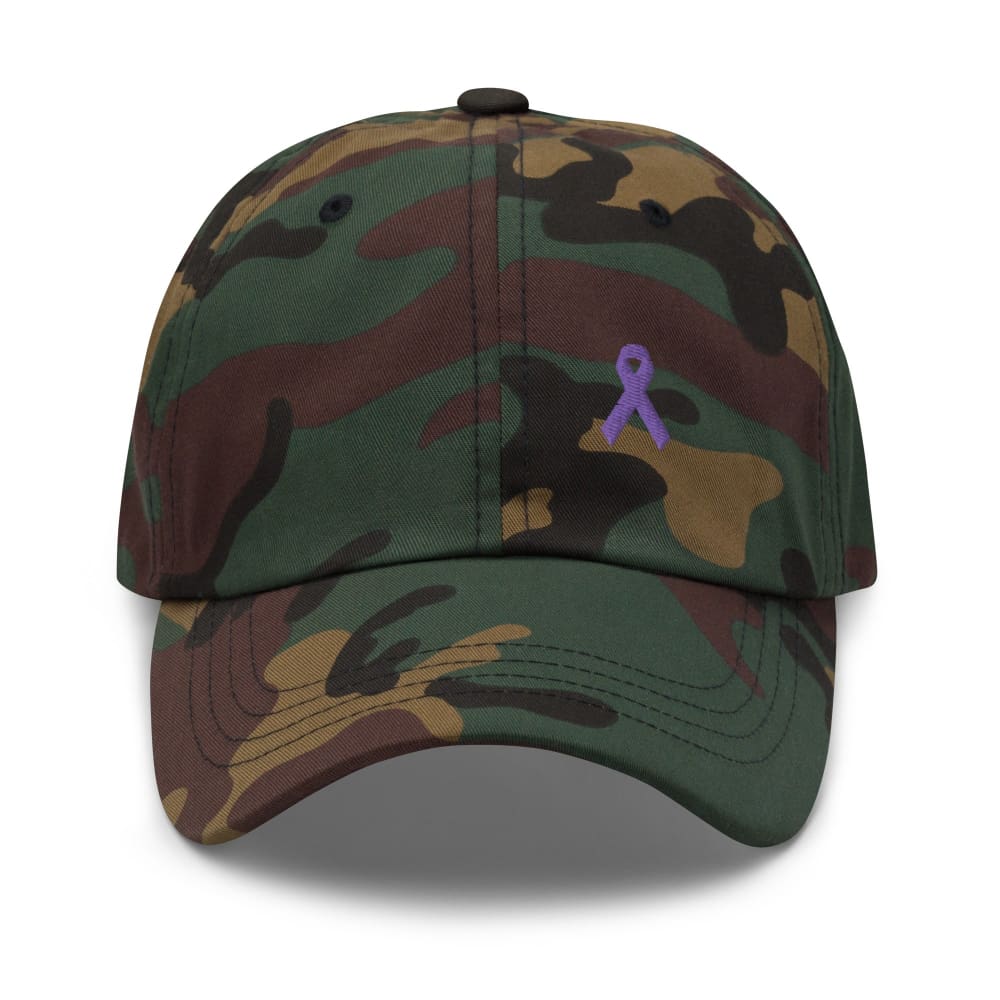 Cancer Awareness & Alzheimer's Awareness Hat with Purple Ribbon