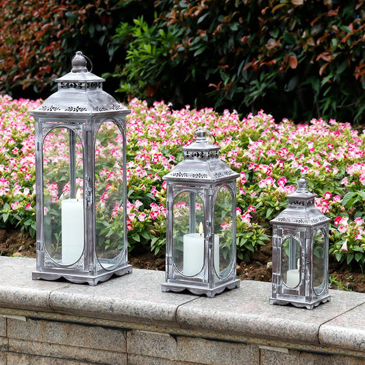 Set of 3 10/14/19.5''H Candle Lanterns(Cement Grey)