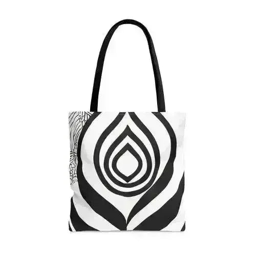 Large Tote Bag Floral Black Line Art Print 60110