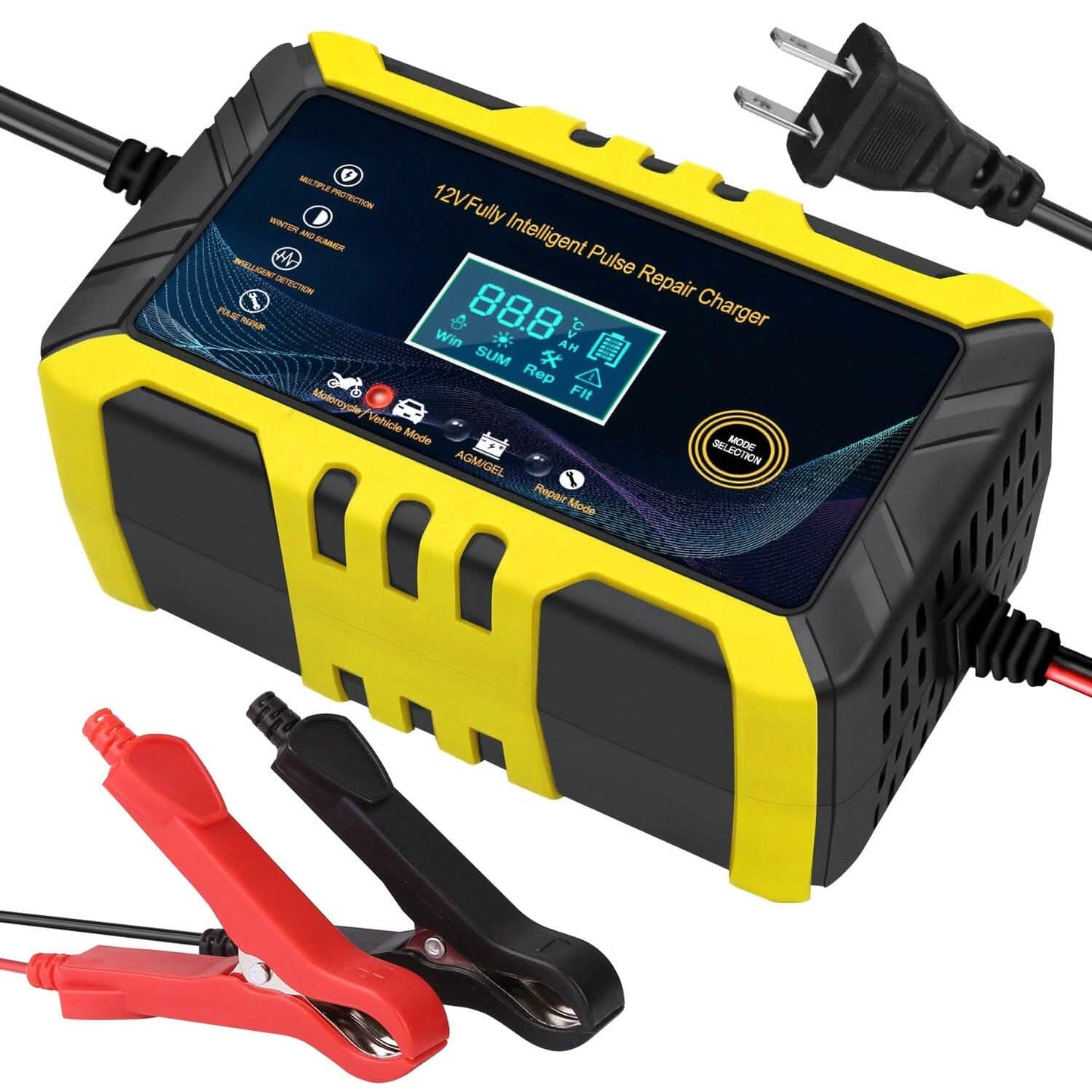 Car Battery Charger 12V/6A Smart Automatic Battery Charger Pulse Repair