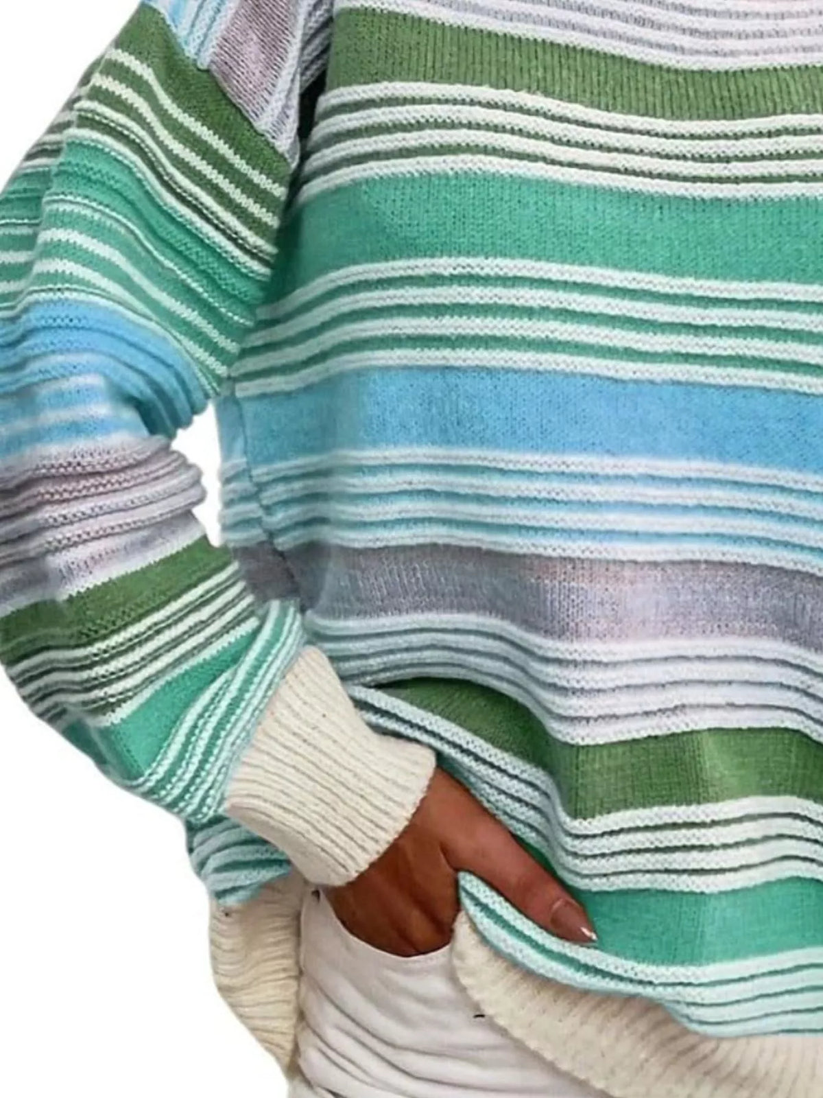 Rainbow Striped Drop Shoulder Oversized Sweater