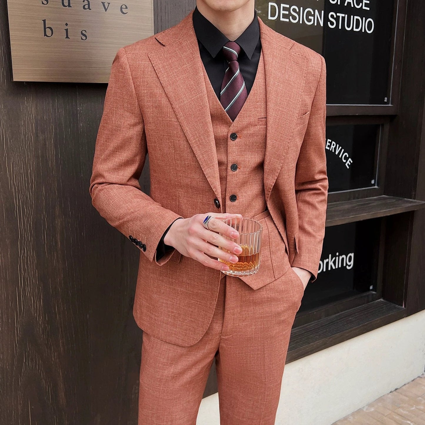 Chaqueta de traje de tres piezas informal para hombre