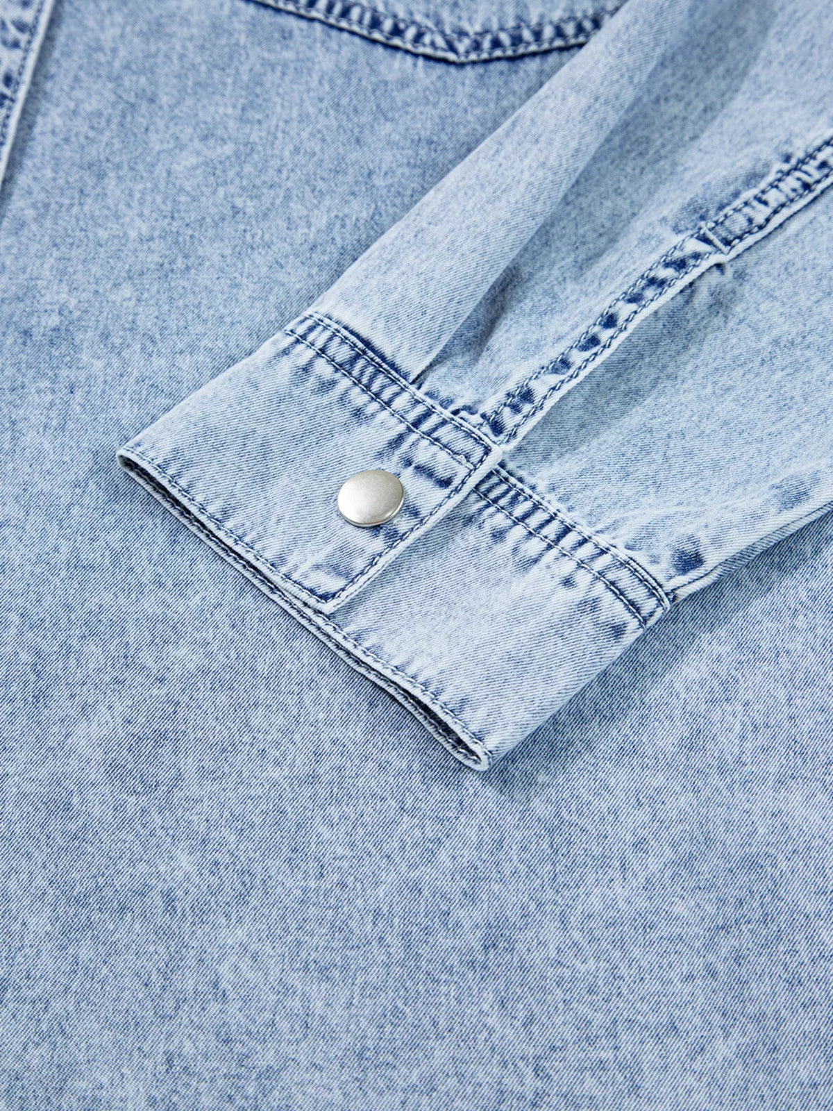 Chest Pocket Raw Hem Denim Loose Shirt Dress