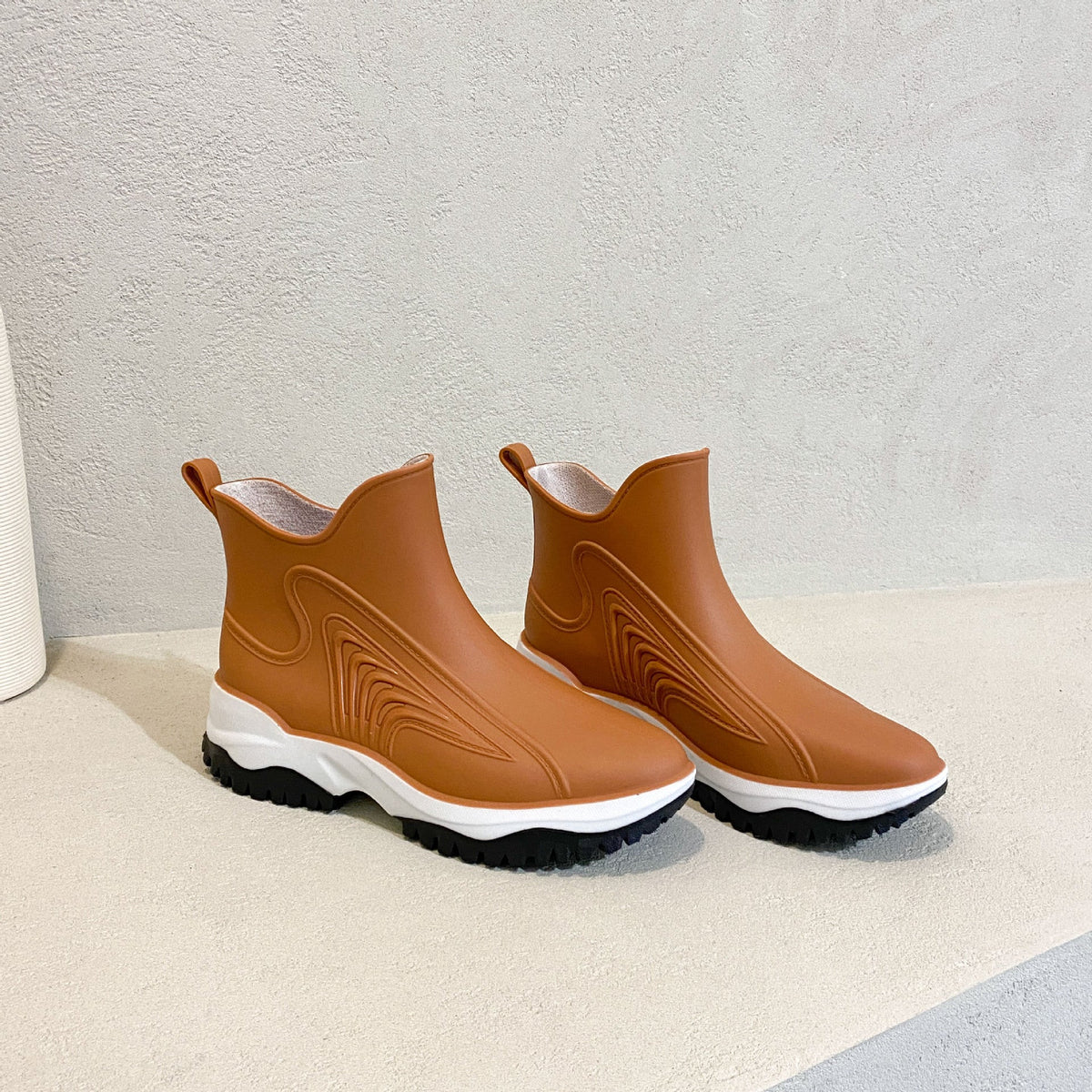 Women's Color Blocking Thick Sole Low Top Rain Boots