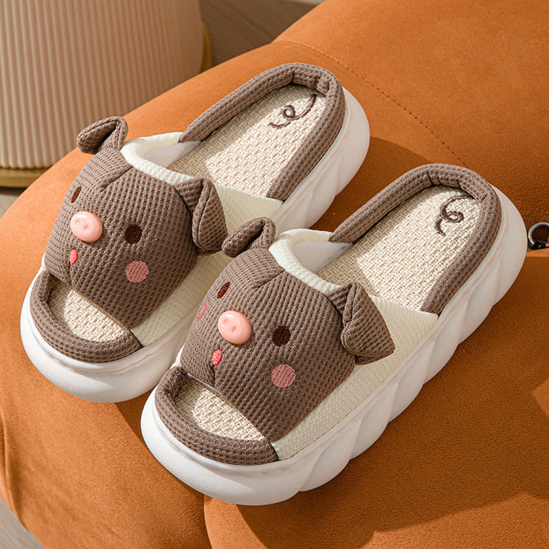 Cute Piggy Open-Toe Slippers