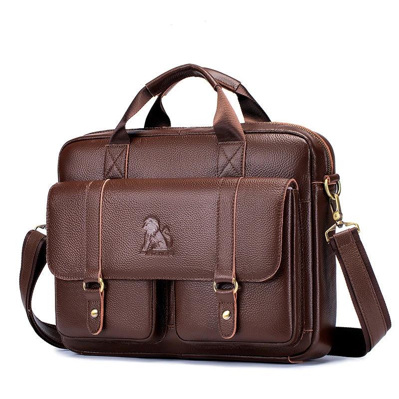 Cowhide Men's Briefcase Large Capacity