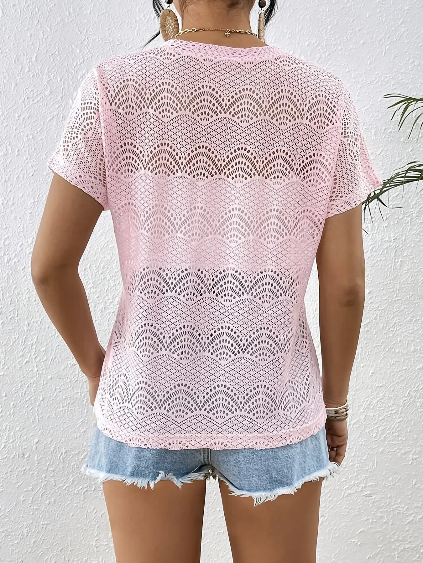 Crochet Lace V-Neck Summer Top