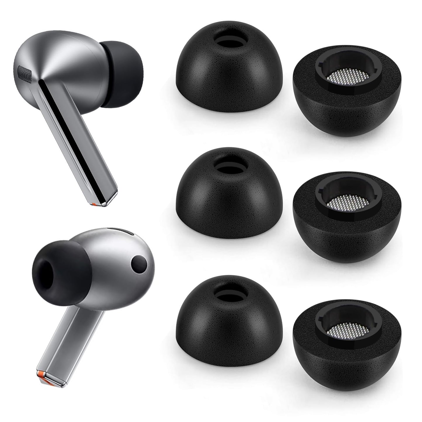 Foam Ear Tips for Samsung Galaxy Buds3 Pro - Ultimate Comfort and Unshakeable Fit with Memory Foam Earbud Tips Earbud Replacement Tips for Galaxy Buds 3 Pro - L