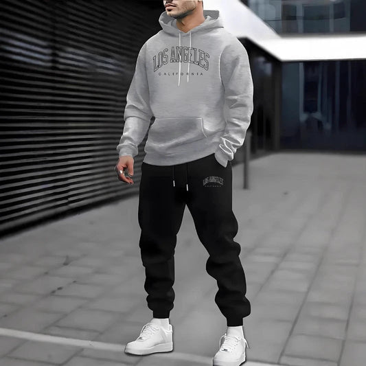 Men's Fleece-lined Letter Print Suit