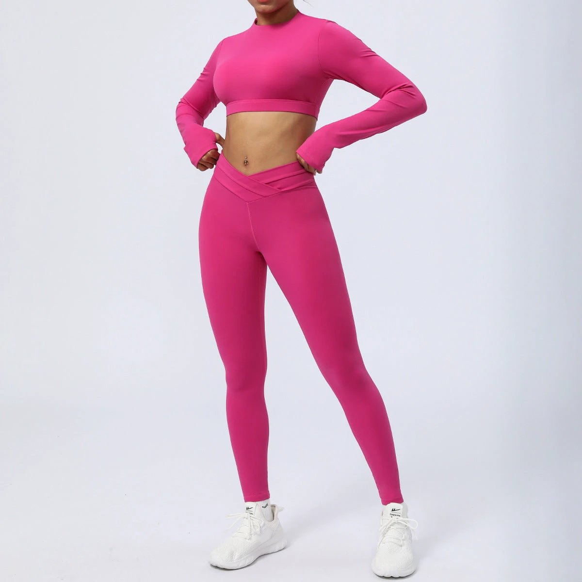 Nude Feel Workout Clothes Suit Cross Strap Showing