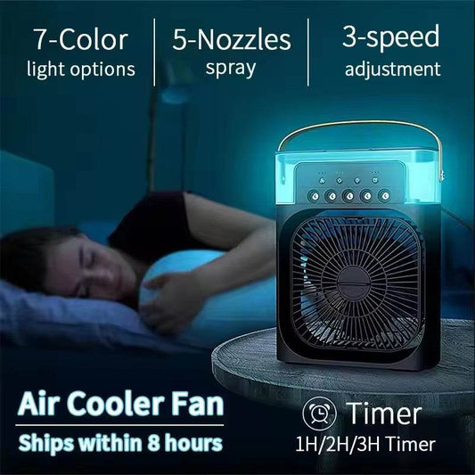 Ventilador enfriador de aire portátil 3 en 1 con humidificador y luz LED