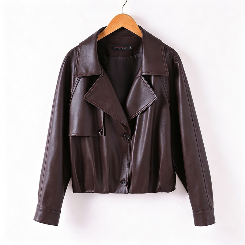 Korean-style Short Leather Jacket For Women