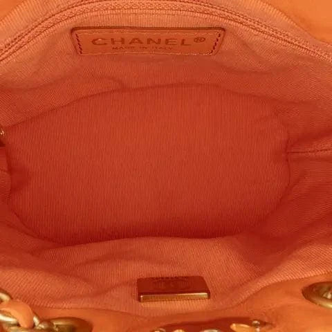 Chanel Tweed Quilted Small CC Chain Bucket Backpack Orange