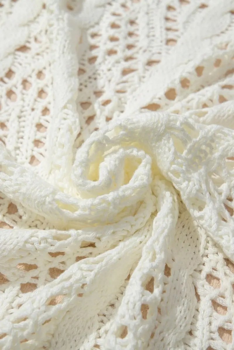 Sweaters Love Salve White Knit Hooded Cover-Up Women's Beach/Pool Casual Summer Style
