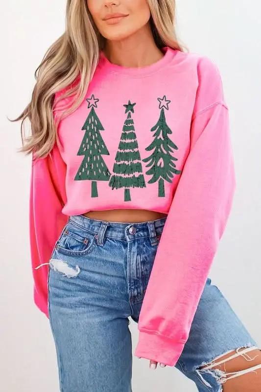 Jackets Color Bear Christmas Tree Graphic Unisex Fleece Sweatshirt Warm & Cozy