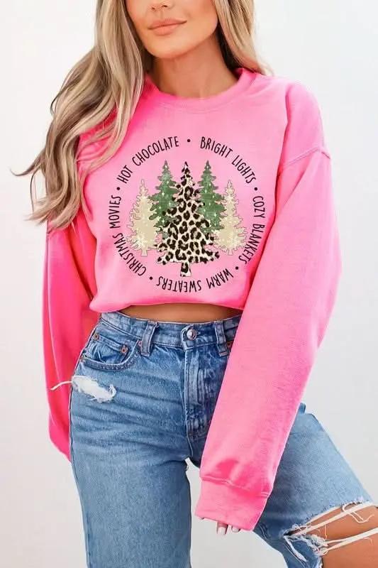 Jackets Color Bear Christmas Tree Graphic Unisex Fleece Sweatshirt Cozy & Trendy