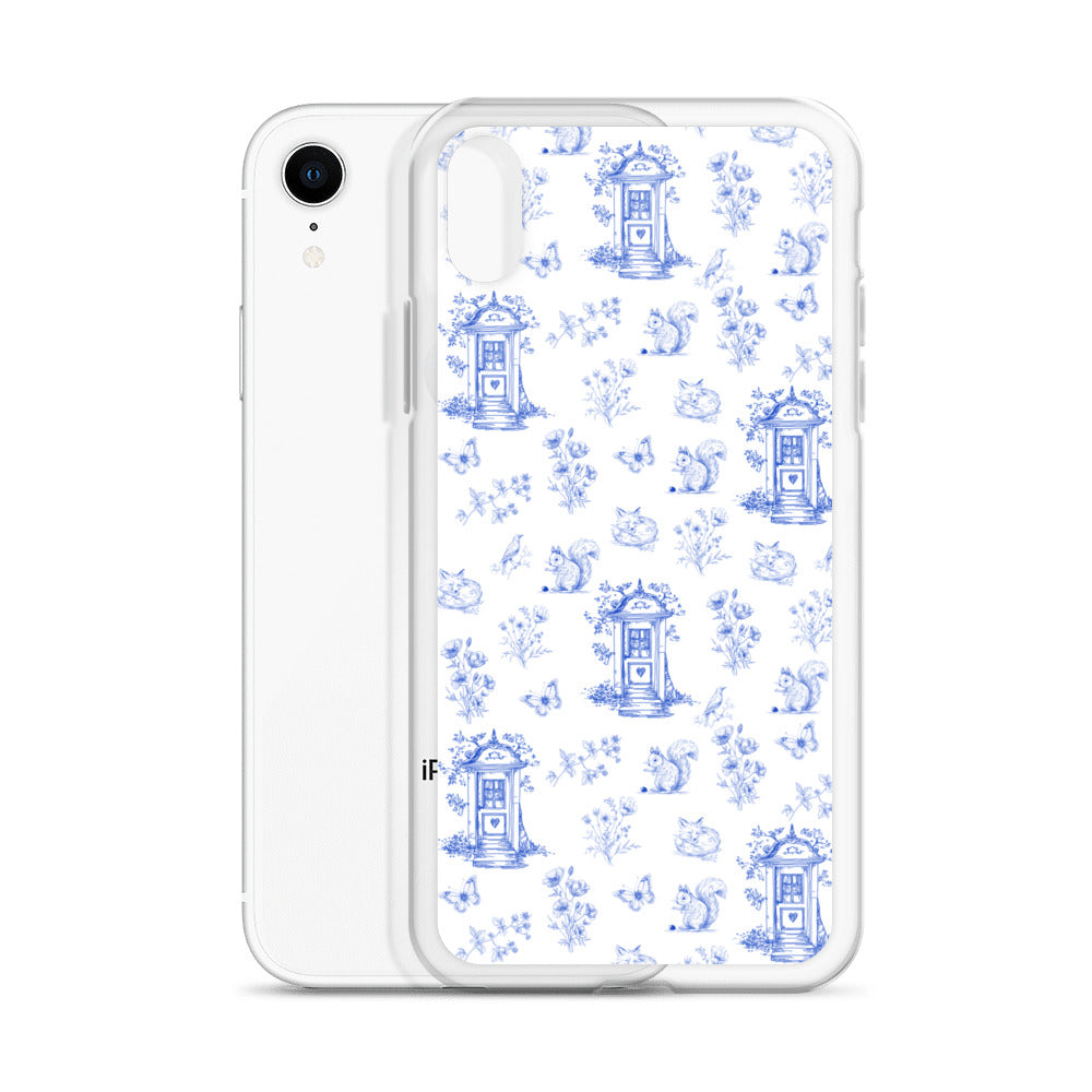Vintage Blue Toile Door to Nature Clear Case for iPhone®